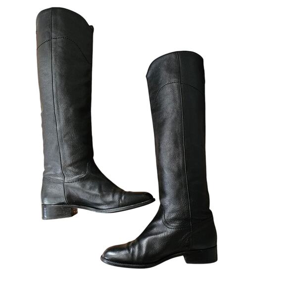 Chanel CC Knee High Tall Riding Boot Size 40 US 9 9.5 Black Pebble Leather - Picture 6 of 15
